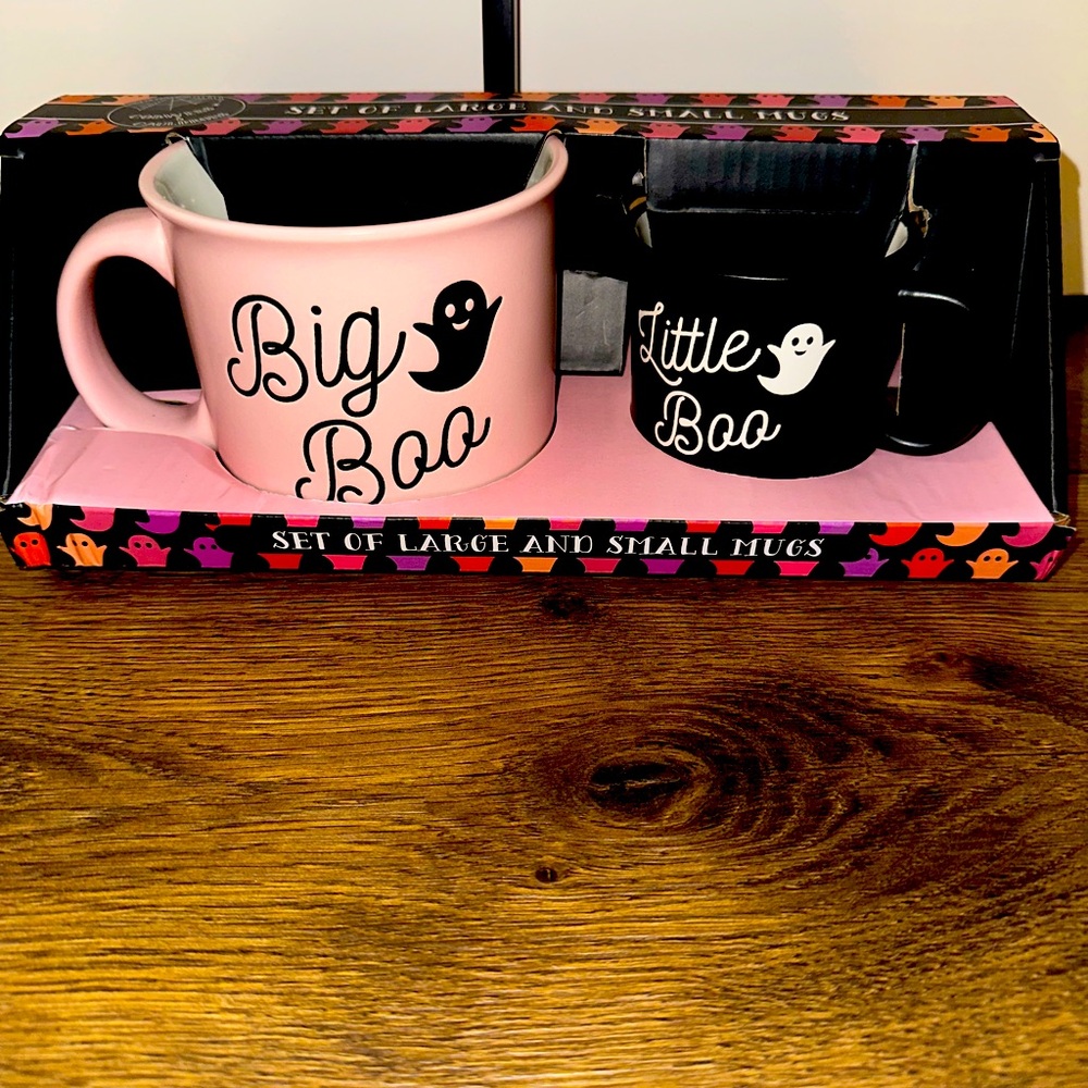 Cobwebs and Cauldrons Halloween Ghost Mommy and Me Matching Mug Set.